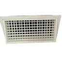 T2P-D-E - KADER 1 CM -  ALUMINIUM WANDROOSTER DUBBELE DEFLECTIE MET DEBIETREGELAAR EN KLIK TOEZICHTSLUIK