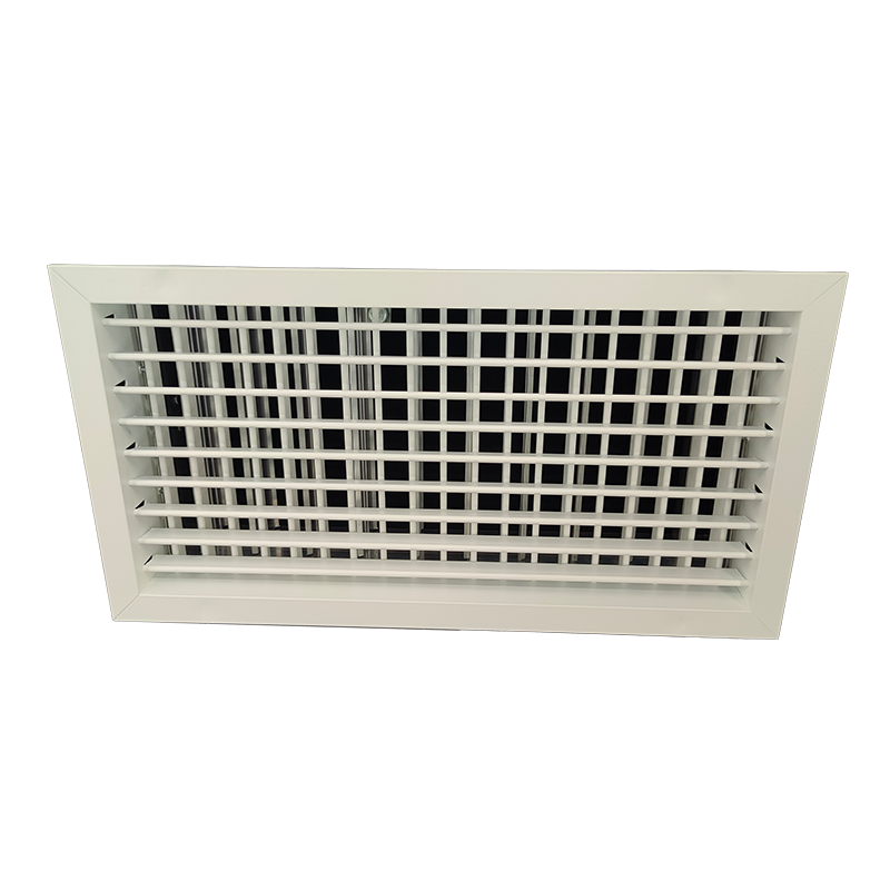 T2P-D-RAL - KADER 1 CM -   ALUMINIUM WANDROOSTER DUBBELE DEFLECTIE MET DEBIETREGELAAR - RAL KLEUR