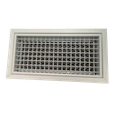 T2P-D-E-FA - KADER 2 CM -  ALUMINIUM WANDROOSTER DUBBELE DEFLECTIE MET DEBIETREGELAAR, KLIK TOEZICHTSLUIK EN LUCHTFILTER