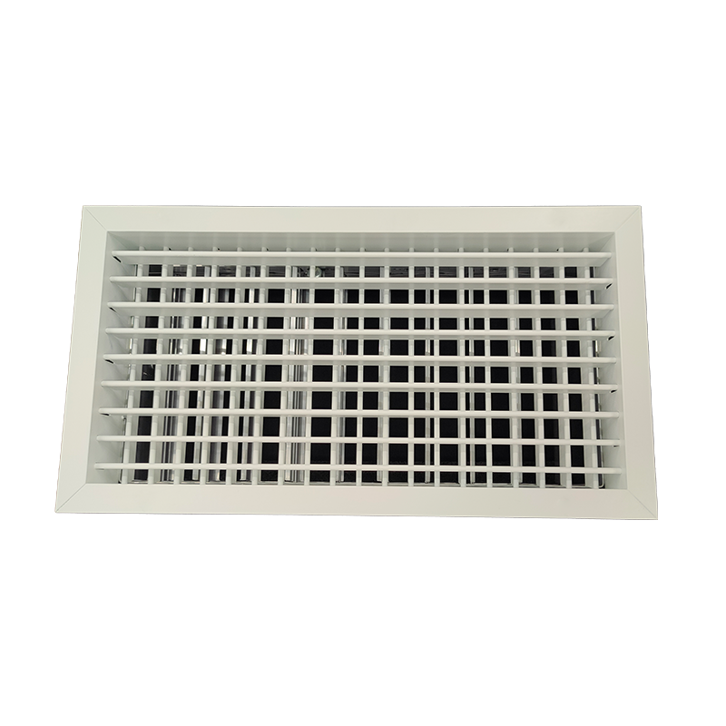 T2P-D-FA-RAL - KADER 2 CM -   ALUMINIUM WANDROOSTER DUBBELE DEFLECTIE MET DEBIETREGELAAR EN LUCHTFILTER - RAL KLEUR