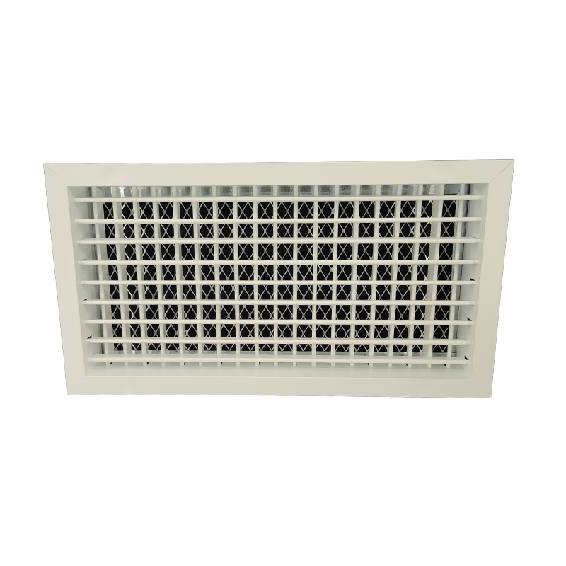 T2P-FA-RAL - KADER 2 CM -   ALUMINIUM WANDROOSTER DUBBELE DEFLECTIE MET LUCHTFILTER - RAL KLEUR