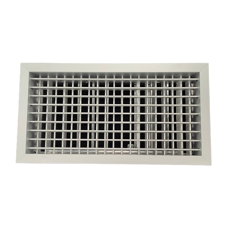 T2P-D - KADER 3 CM -  ALUMINIUM WANDROOSTER DUBBELE DEFLECTIE MET DEBIETREGELAAR