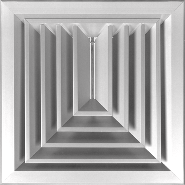 O3-SX-RAL 3-ZIJDIGE ALUMINIUM VIERKANTIG PLAFONDROOSTER - RAL KLEUR