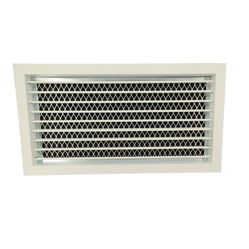 T1P-FA-RAL - KADER 1 CM -  ALUMINIUM WANDROOSTER ENKELE DEFLECTIE MET LUCHTFILTER - RAL KLEUR